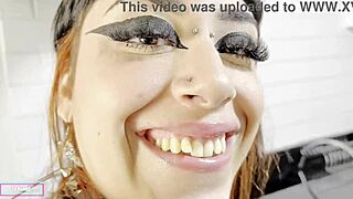 My gothic friend spreads her narrow ass masturbating