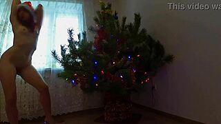 bitch dancing around christmas tree