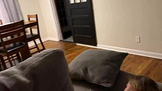 Skinny pregnant girl takes cum deep inside her tight pussy