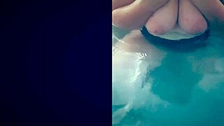 Horny white teen enjoys hot tub fun