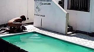 Caught Neighbor Fucking Black Guy By Pool Outside