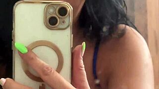 Latina milf teases squirt in mirror