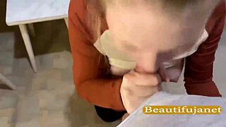 Blowjob in the kitchen with cute blonde 😋