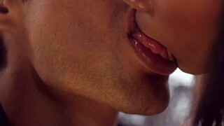hot ebony babe with pink pussy gets face fucked by big cock