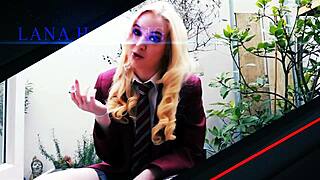 gorgeous blue haired teen gets railed by teacher