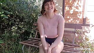 lucy spreads her hairy pussy wide and fingers her clit on the bed