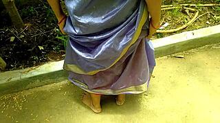 Desi stepmom fingers her big ass outdoors