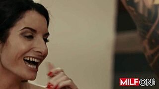 big tit milf drains neighbor cock