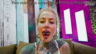 Tattooed Anal Queen Masturbates In Lingerie And Heels