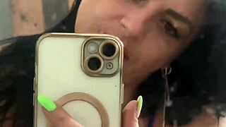 Latina milf teases squirt in mirror
