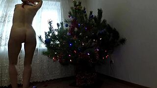 bitch dancing around christmas tree