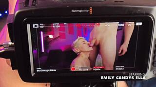 Blonde sniffs cock before facial