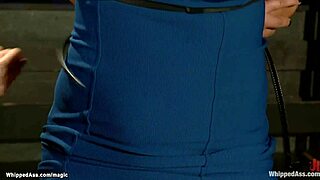Bound lesbian rims her redhead domme slave