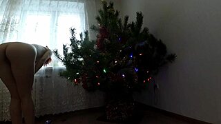 bitch dancing around christmas tree