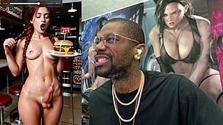 Transgender waitress cums on burger and church follower