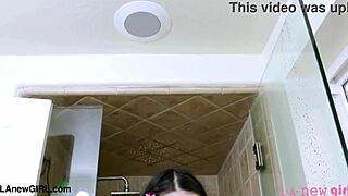 sophisticated dark-haired muse took a shower