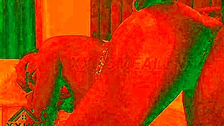 romantic sex scene in cozy room with red lights feels so good