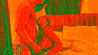 romantic sex scene in cozy room with red lights feels so good