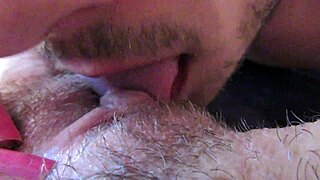 Big clit licking and sucking until she cums hard hairy girlfriend huge orgasm in close up