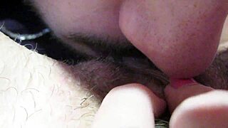 Big clit licking and sucking until she cums hard hairy girlfriend huge orgasm in close up