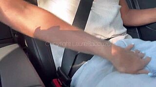 I suck my driver in the car and swallow his cum