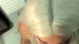 Blonde brazilian witch gives deep halloween blowjob