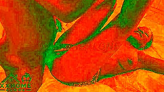 romantic sex scene in cozy room with red lights feels so good