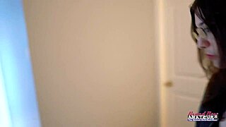 horny brunette cutie fingers her pussy and gives bj
