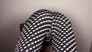 sensual teasing shaking ass in tight outfit n heels