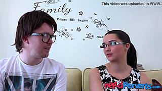 Nerdy gamer sucked skillfully by a cute babe