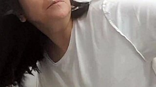 mom fucked by surprise and creampie standby bathroom