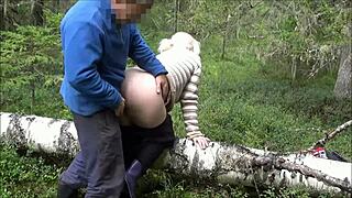 this cunning forester bends her over for wild forest sex