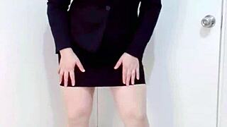 Mexican secretary strips uniform and masturbates with anal toy in office