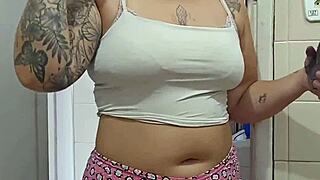 cleaning house in tiny shorts