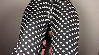 sensual teasing shaking ass in tight outfit n heels