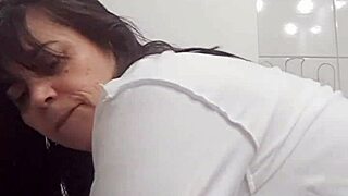 mom fucked by surprise and creampie standby bathroom