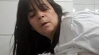 mom fucked by surprise and creampie standby bathroom