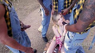 Barely fits x 4 tiny 18+ girl vs 4 bbc