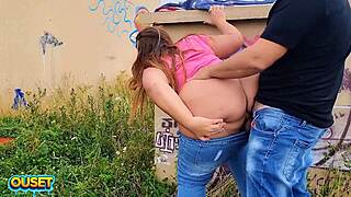Fucking a whore with a huge ass in an abandoned place