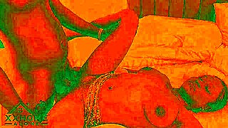 romantic sex scene in cozy room with red lights feels so good