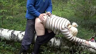 this cunning forester bends her over for wild forest sex