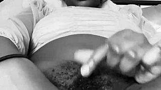skinny boss masturbates in bedroom