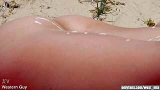 Mia natalia takes cumshot on public beach from guy