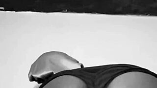 skinny boss masturbates in bedroom