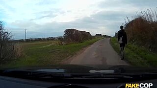 slutty american milf in black fishnets fucked by a british policeman. fake cop