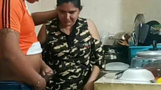 the bosss son has sex with the maid in the kitchen