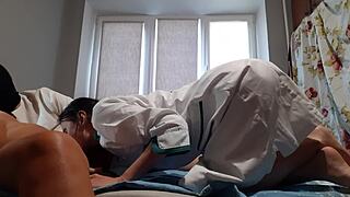 Two nurses fuck a patient foot fetish cunnilingus nipple licking