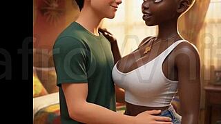 Sexy ebony maid seduced by big cock