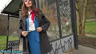 public agent big tits brunette air hostess coco bae pov blowjob