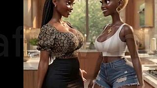 Sexy ebony maid seduced by big cock